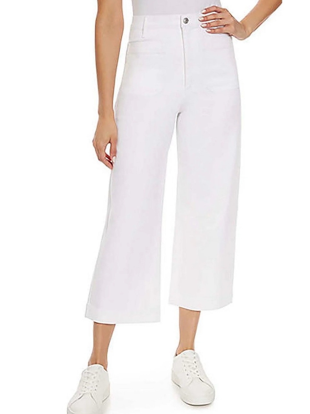 Jessica Simpson White Cropped Wide-Leg Jeans